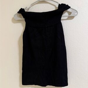 INC Black Fold Over Neck Knit Top Petite